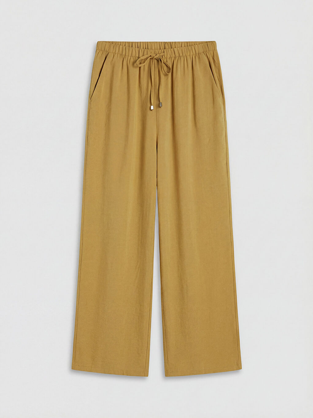 Yeşil Beli Lastikli Modal Karışımlı Kadın Pantolon