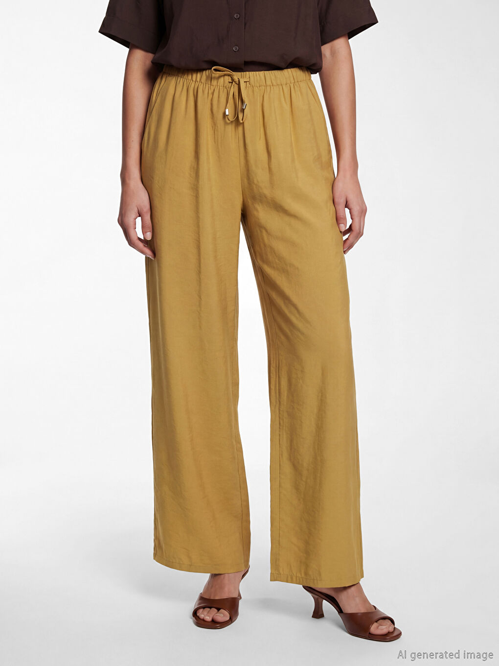 Дамски панталон от модална смес с еластична талия-1