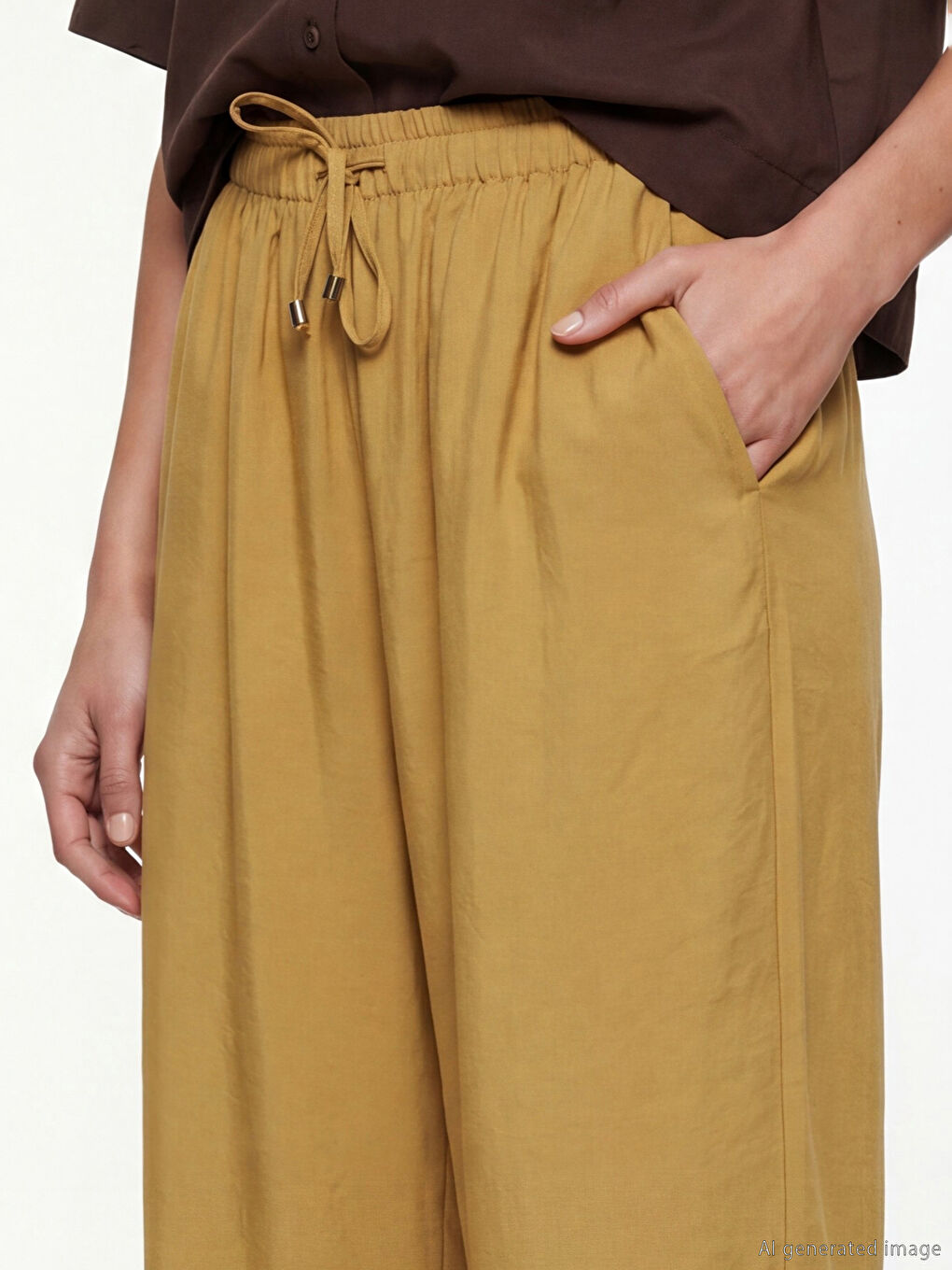 Дамски панталон от модална смес с еластична талия-2