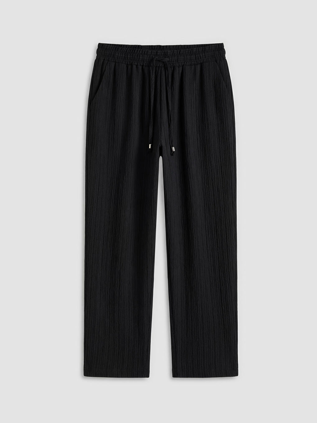 Siyah Beli Lastikli Dokulu Kadın Pantolon-4