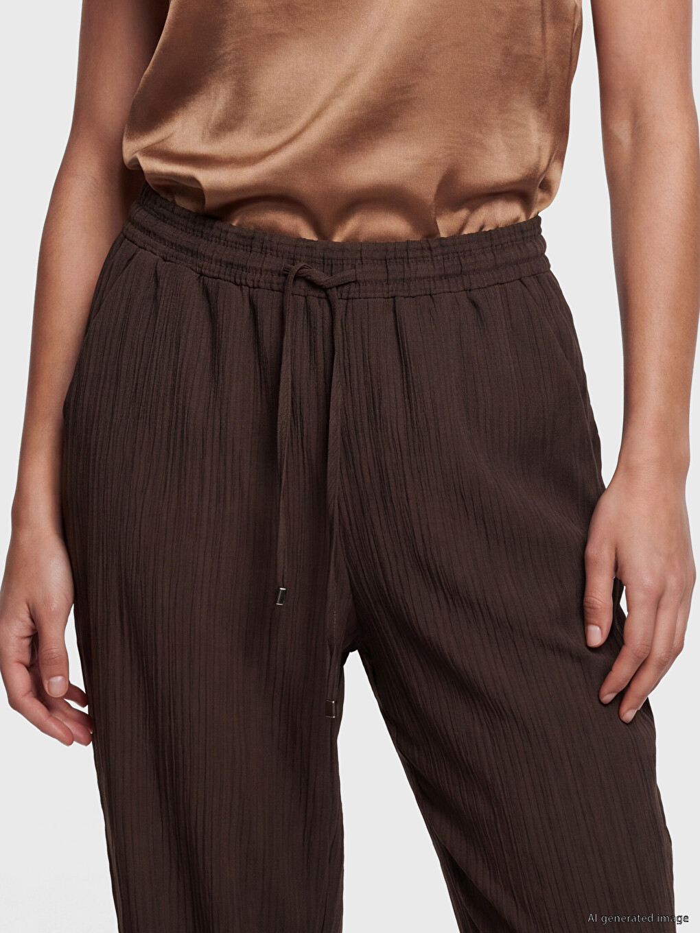 Elastic Waist Textured Women's Trousers-2