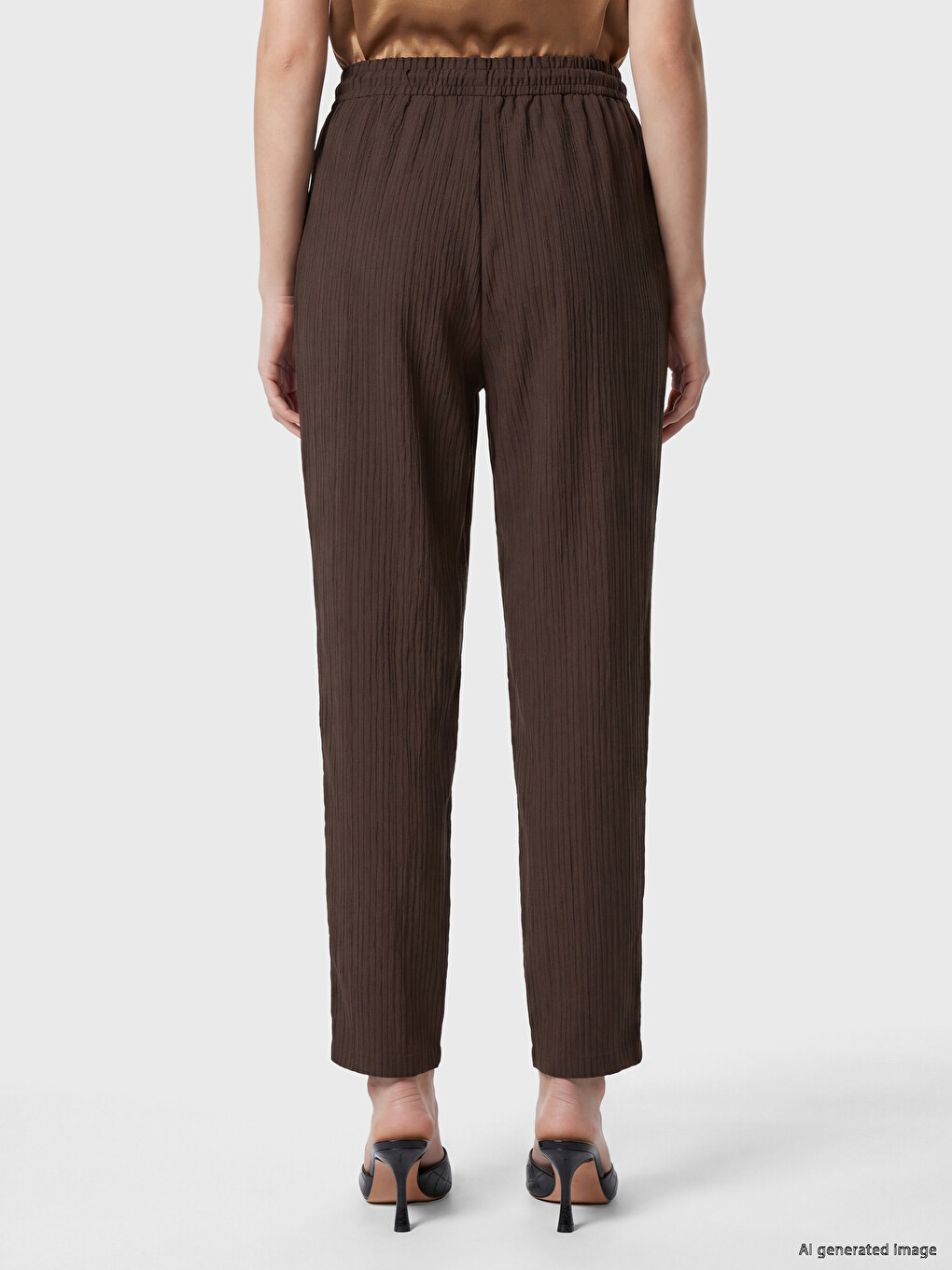 Elastic Waist Textured Women's Trousers-3