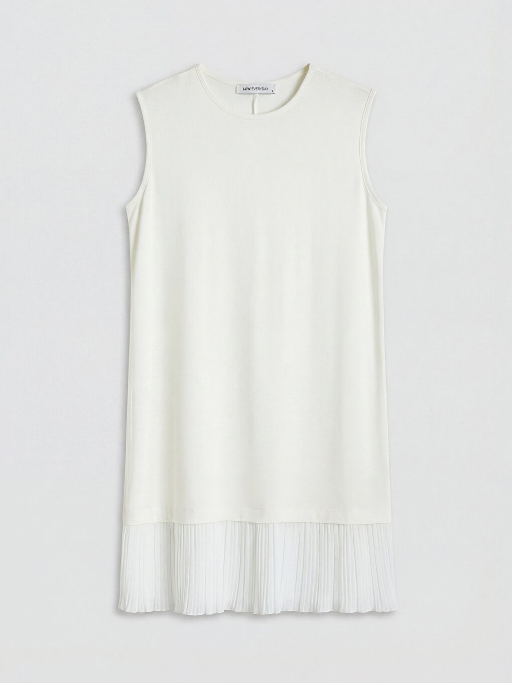 Beyaz Bisiklet Yaka Pileli Kadın Tunik