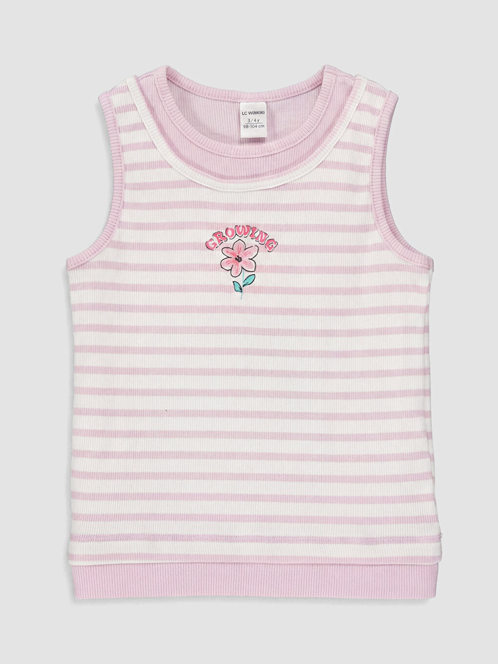 Pembe Bisiklet Yaka Kız Çocuk Fitilli Atlet 2'li-1