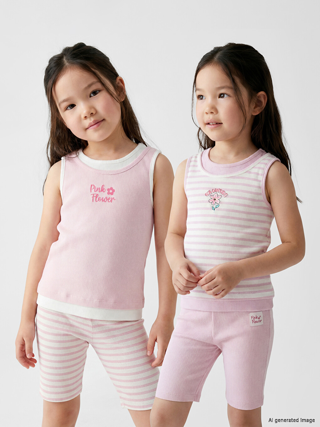 Crew Neck Girls' Ribbed Tank Top 2 Pack