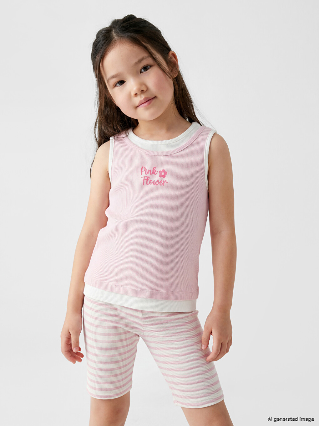 Crew Neck Girls' Ribbed Tank Top 2 Pack-3