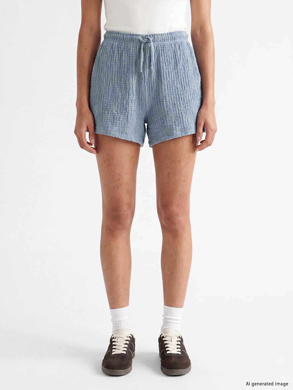Elastic Waist Textured Women's Shorts-1