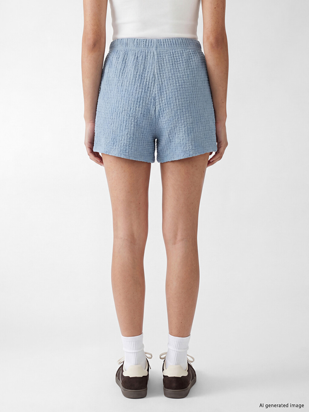 Elastic Waist Textured Women's Shorts-3