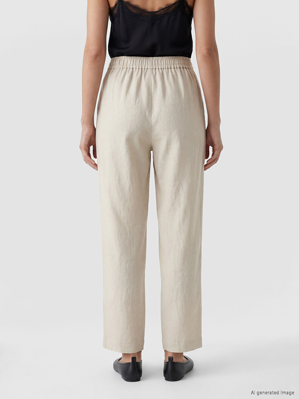 Lanene pantalone sa elastičnim strukom za žene-3