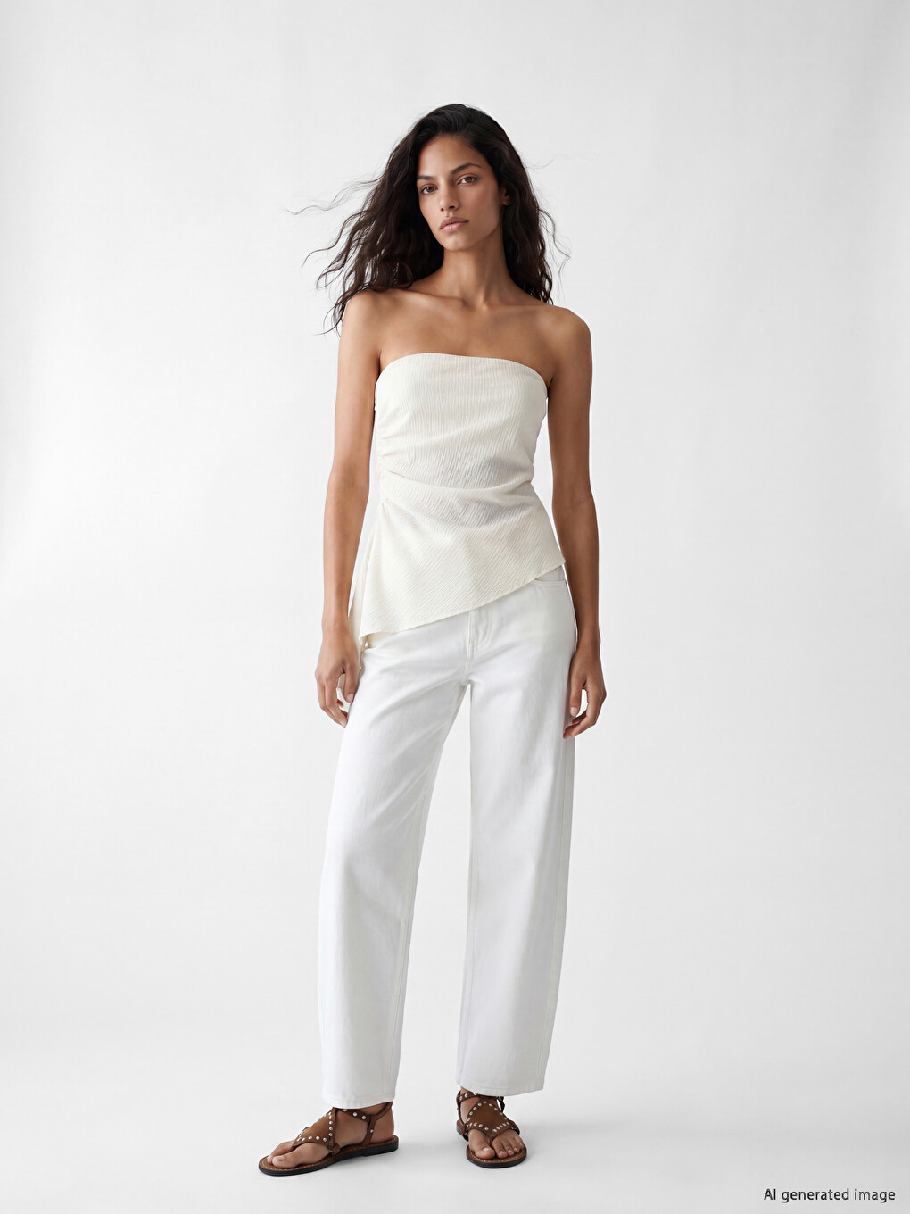 Strapless Ruched Asymmetric Blouse-1