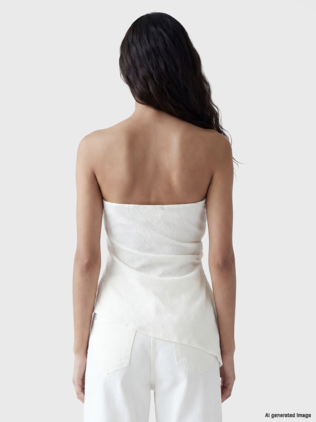 Strapless Ruched Asymmetric Blouse-3