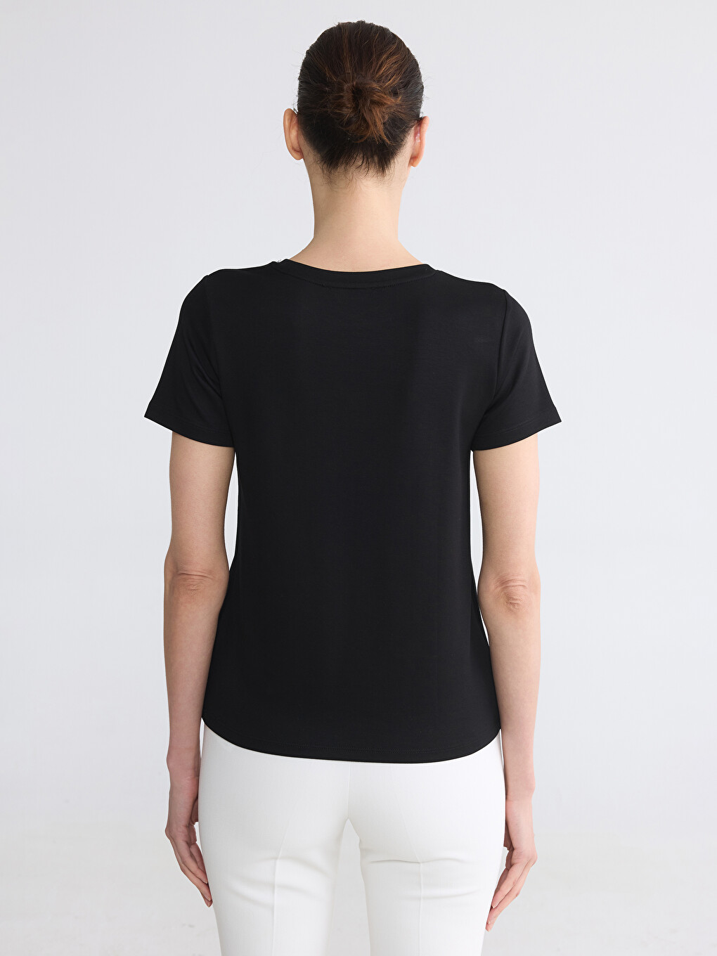 Bow Embellished Soft Touch Women's T-Shirt-3