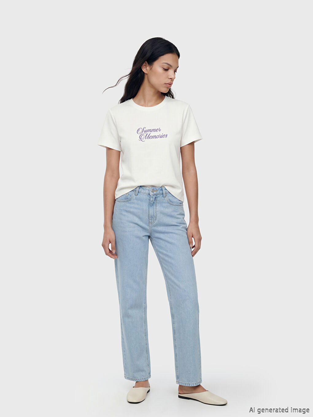 Crew Neck Printed Women's T-Shirt-1