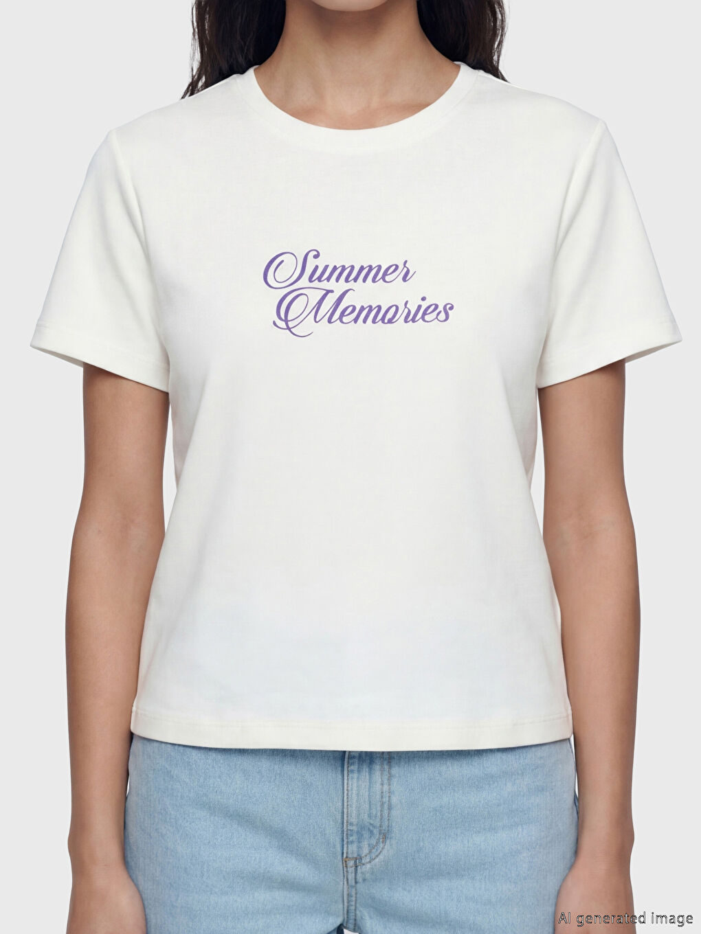 Crew Neck Printed Women's T-Shirt-2