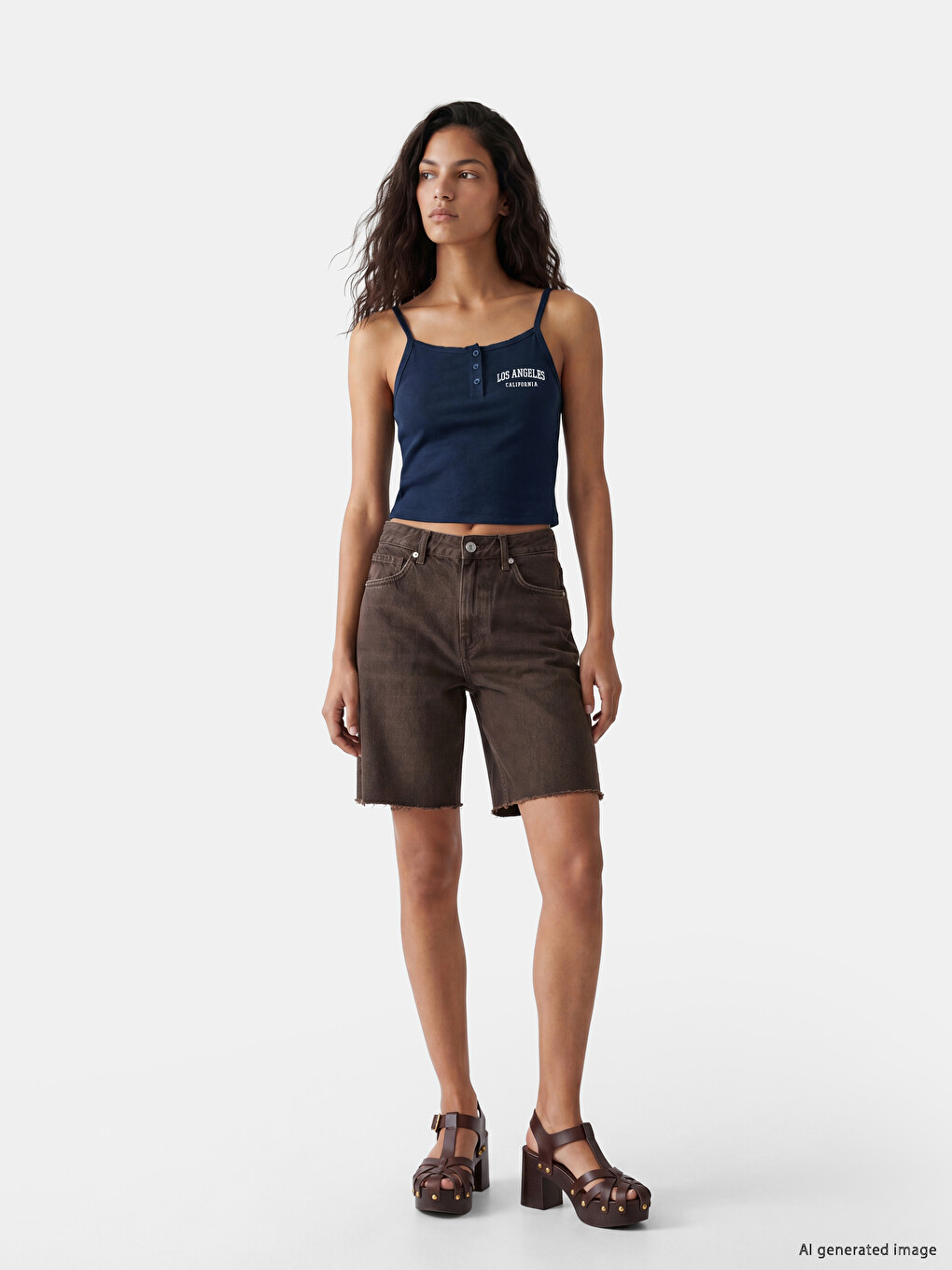 U Izrez Los Angeles Štampani Ženski Crop Top-1