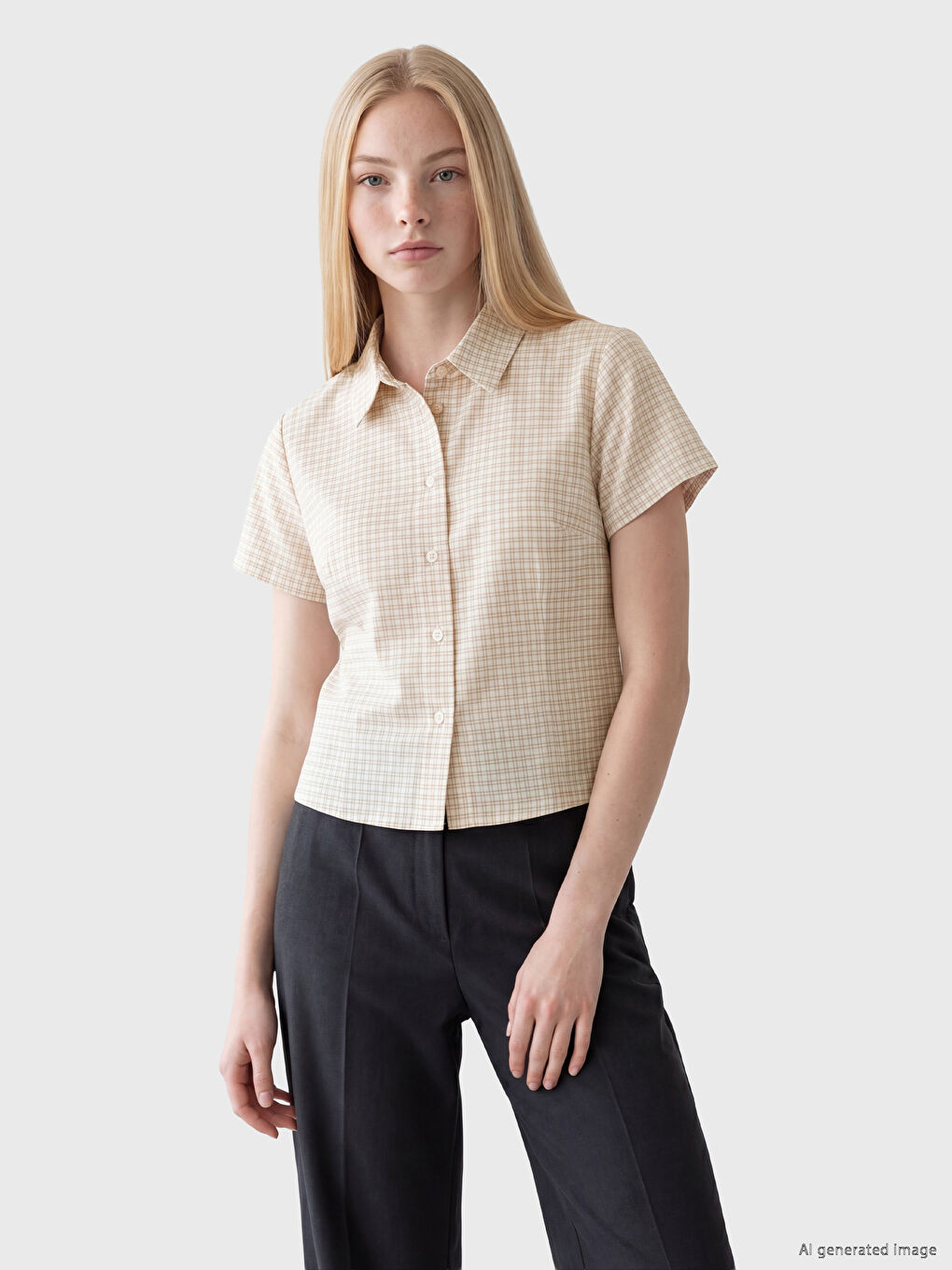 Plaid Short Sleeve Women's Shirt