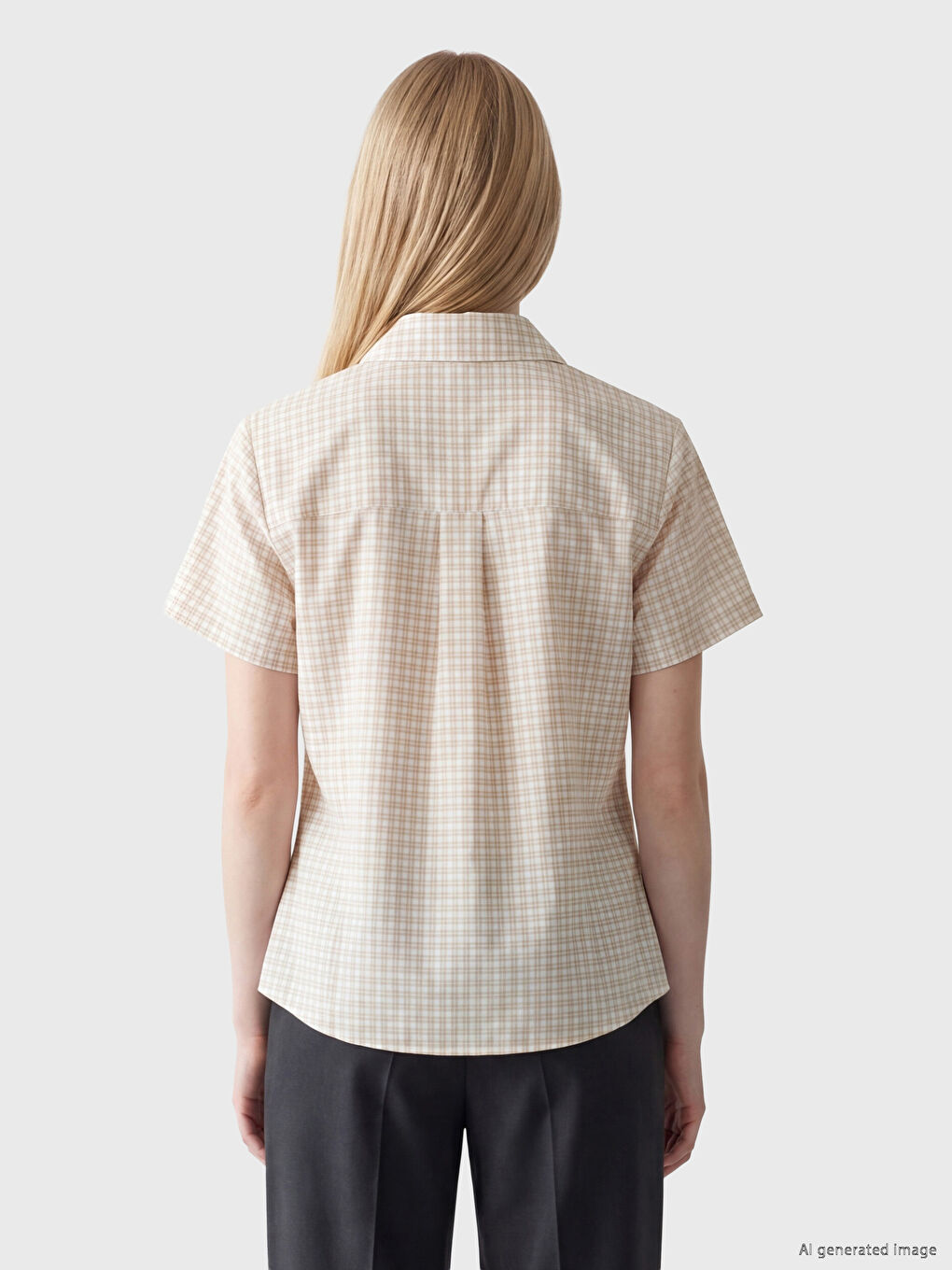 Plaid Short Sleeve Women's Shirt-3