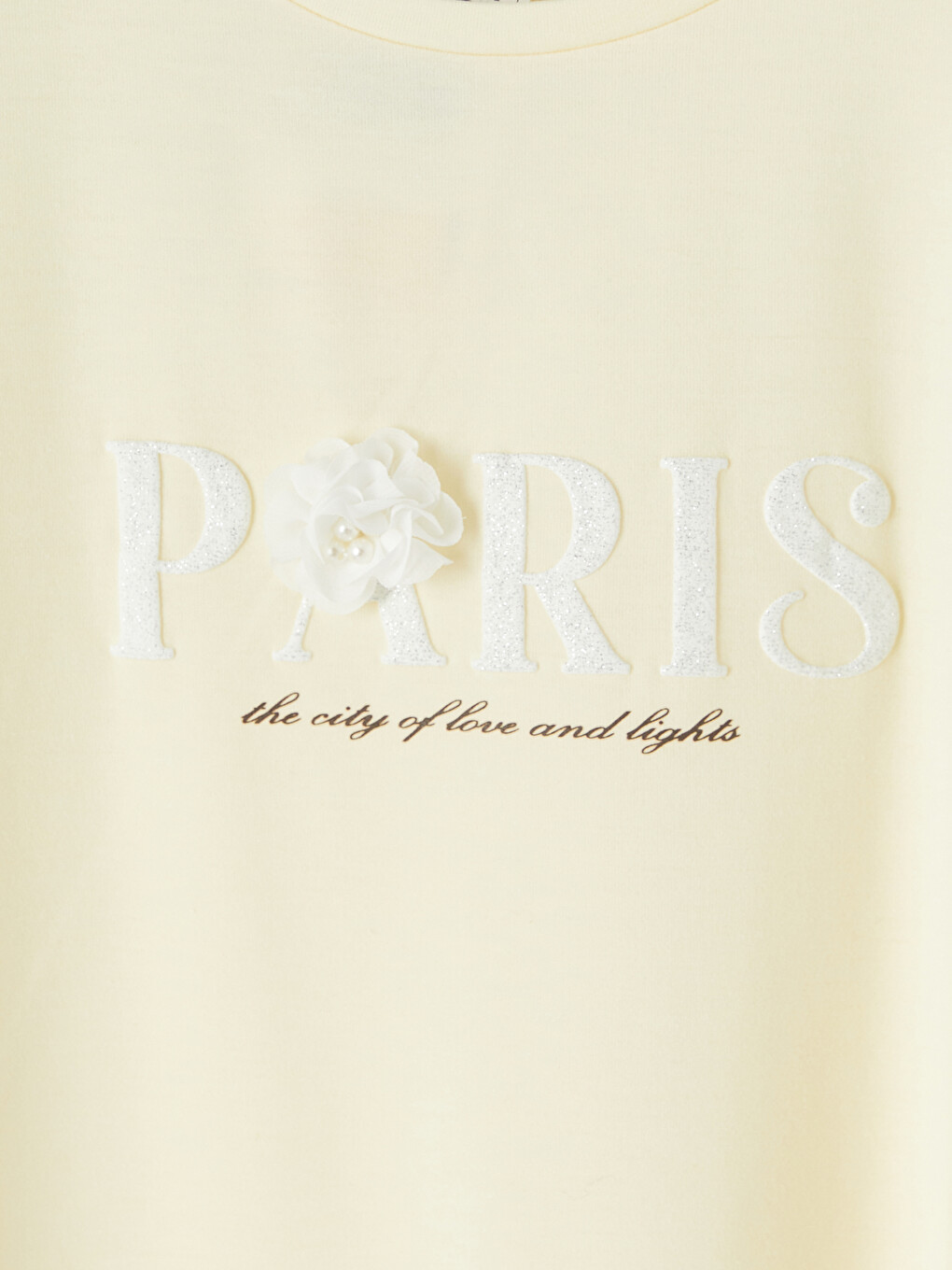Sarı Bisiklet Yaka Paris Nakışlı Kadın Tişört-1