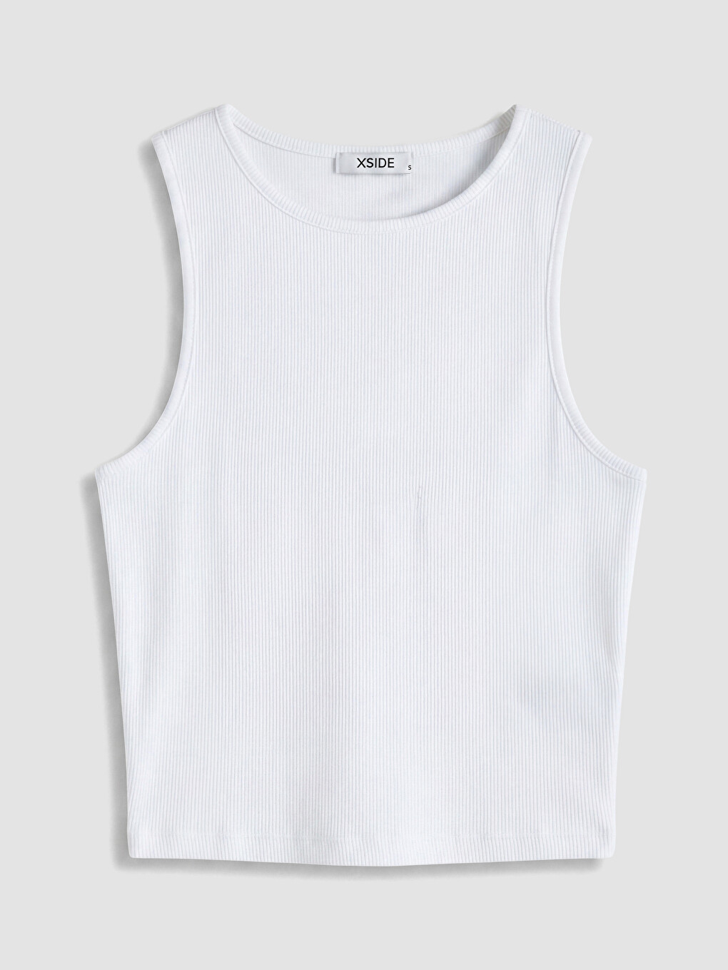 Beyaz Bisiklet Yaka Kaşkorse Kadın Crop