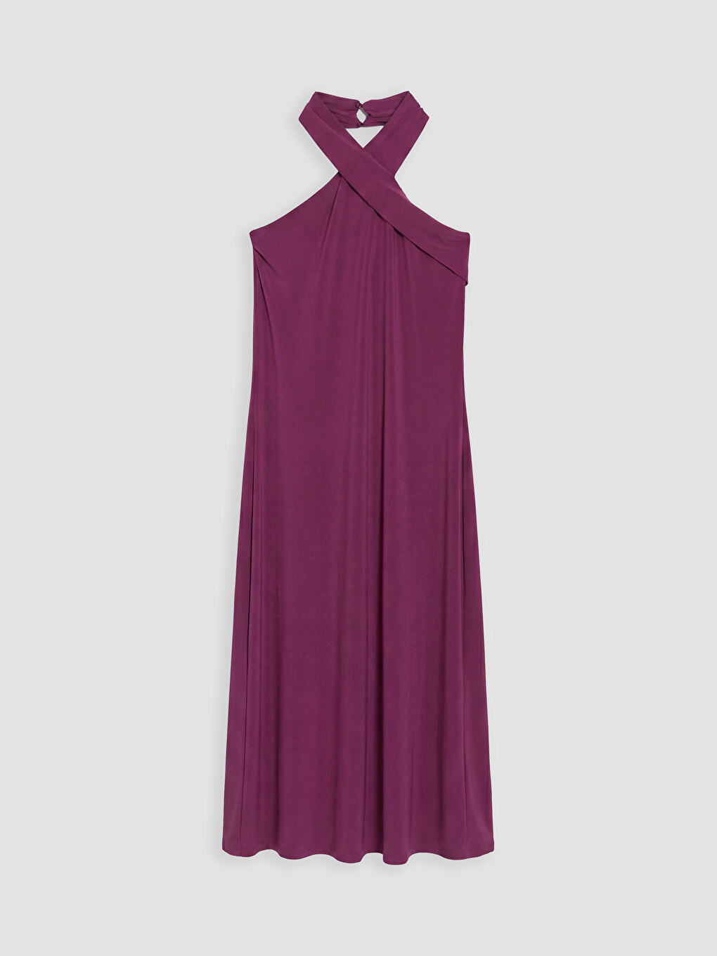 Bordo Halter Yaka Elbise-4