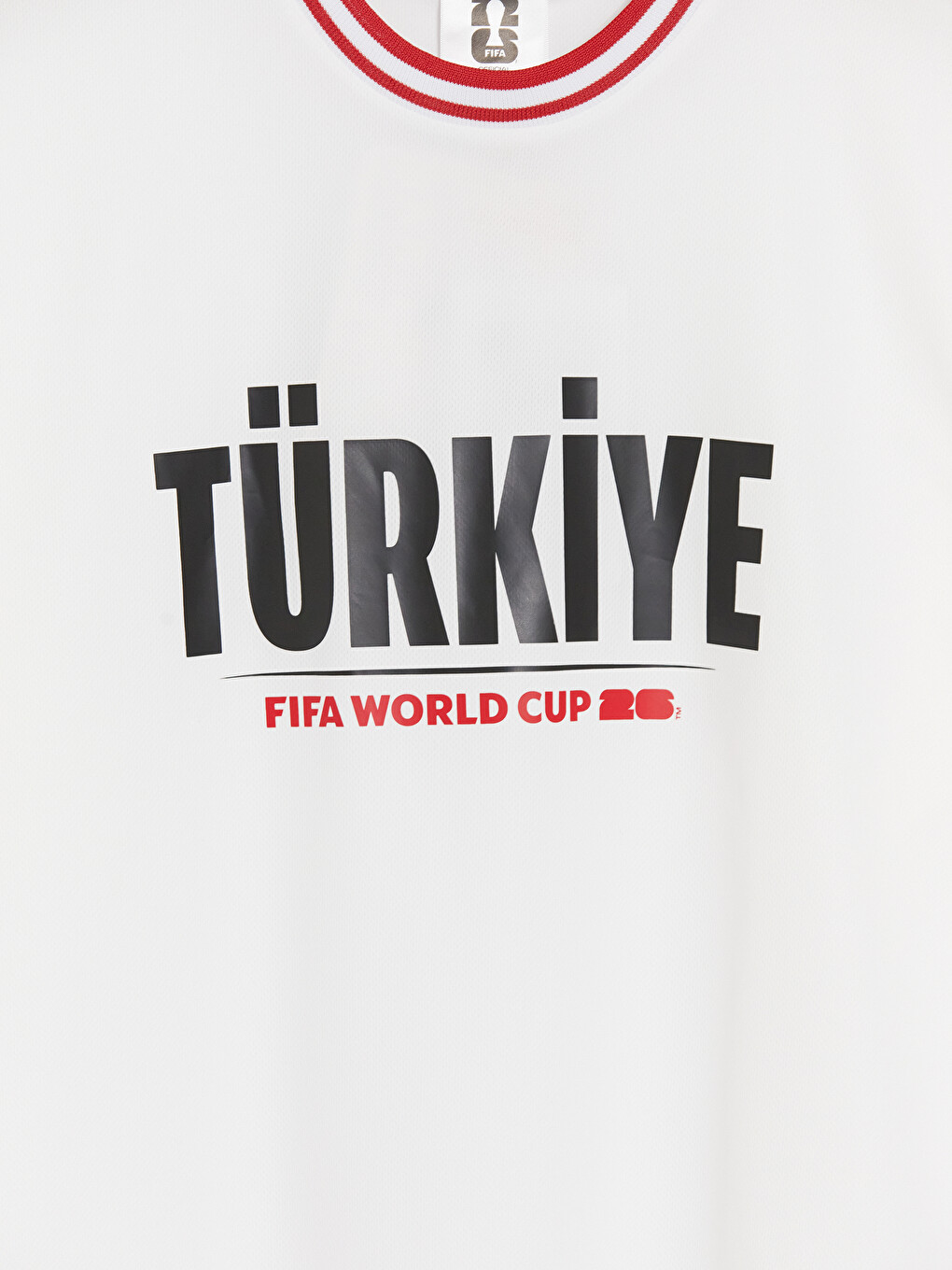 Beyaz Bisiklet Yaka Türkiye FIFA 2026 Baskılı Erkek Spor Tişört-3