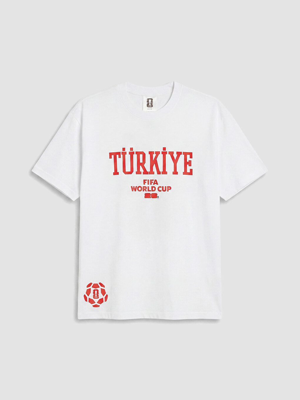 Beyaz Türkiye FIFA 2026 Dünya Kupası Baskılı Erkek Spor Tişört-1