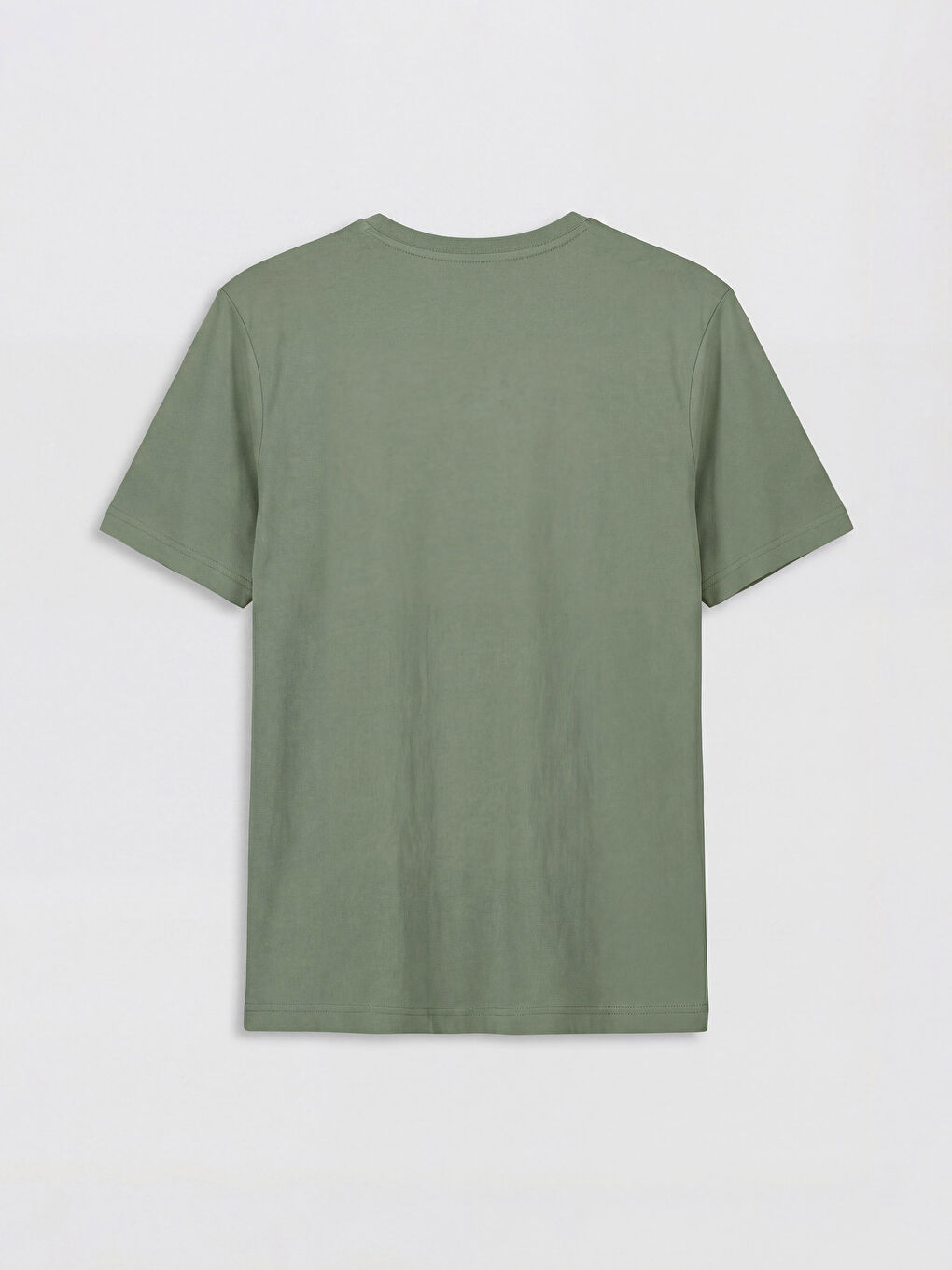 Haki Bisiklet Yaka Baskılı Penye Erkek Tişört-1