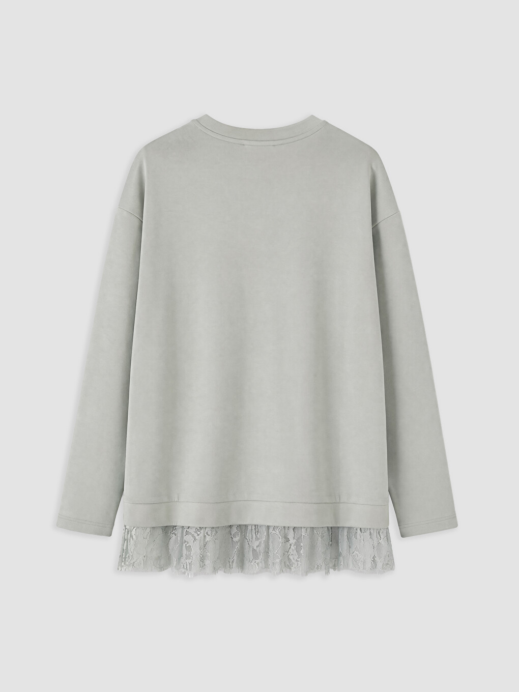 Gri Dantel Detaylı Soft Touch Kadın Sweatshirt Tunik-1