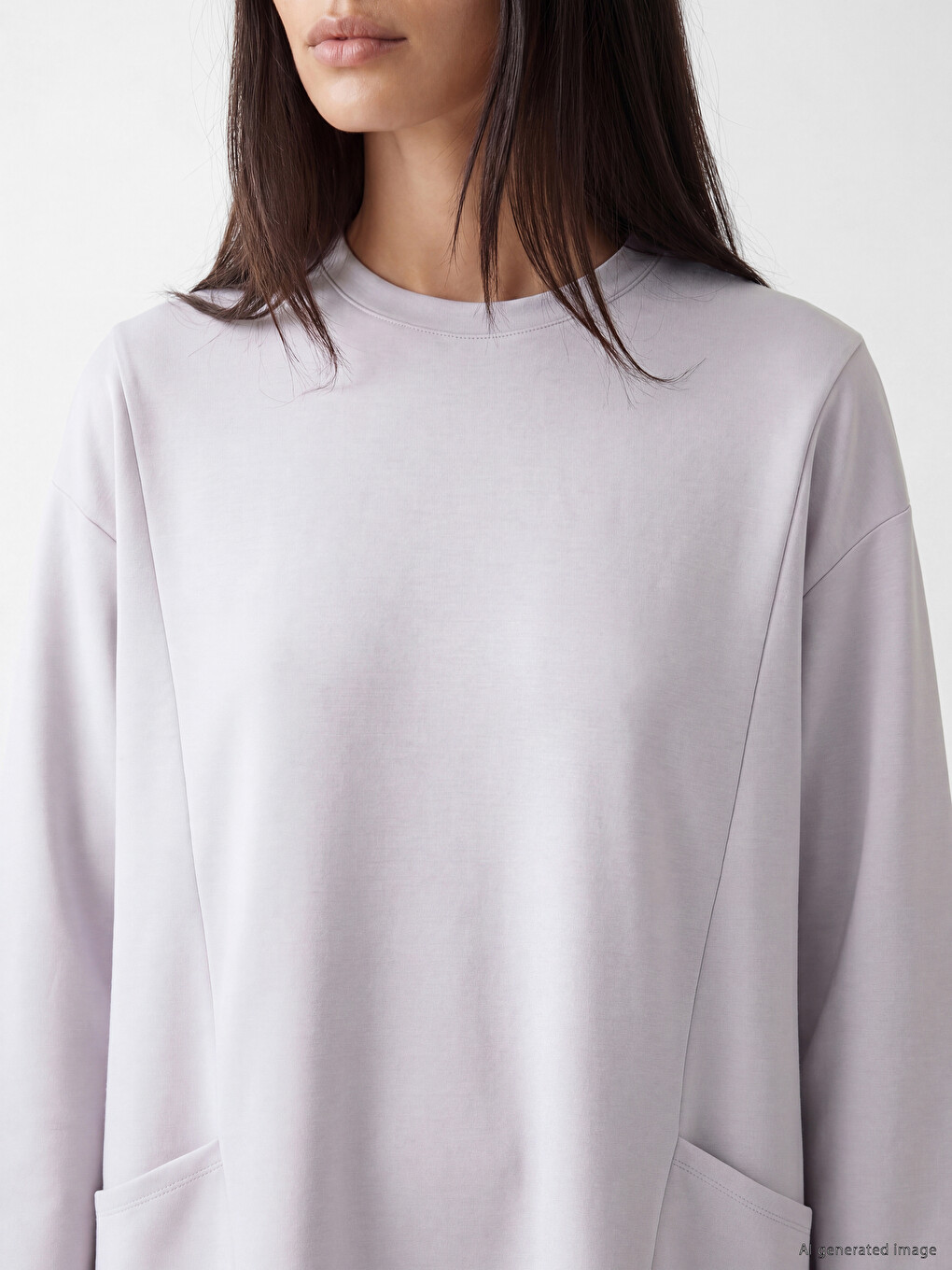 Lila Soft Touch Kadın Sweatshirt Tunik-2