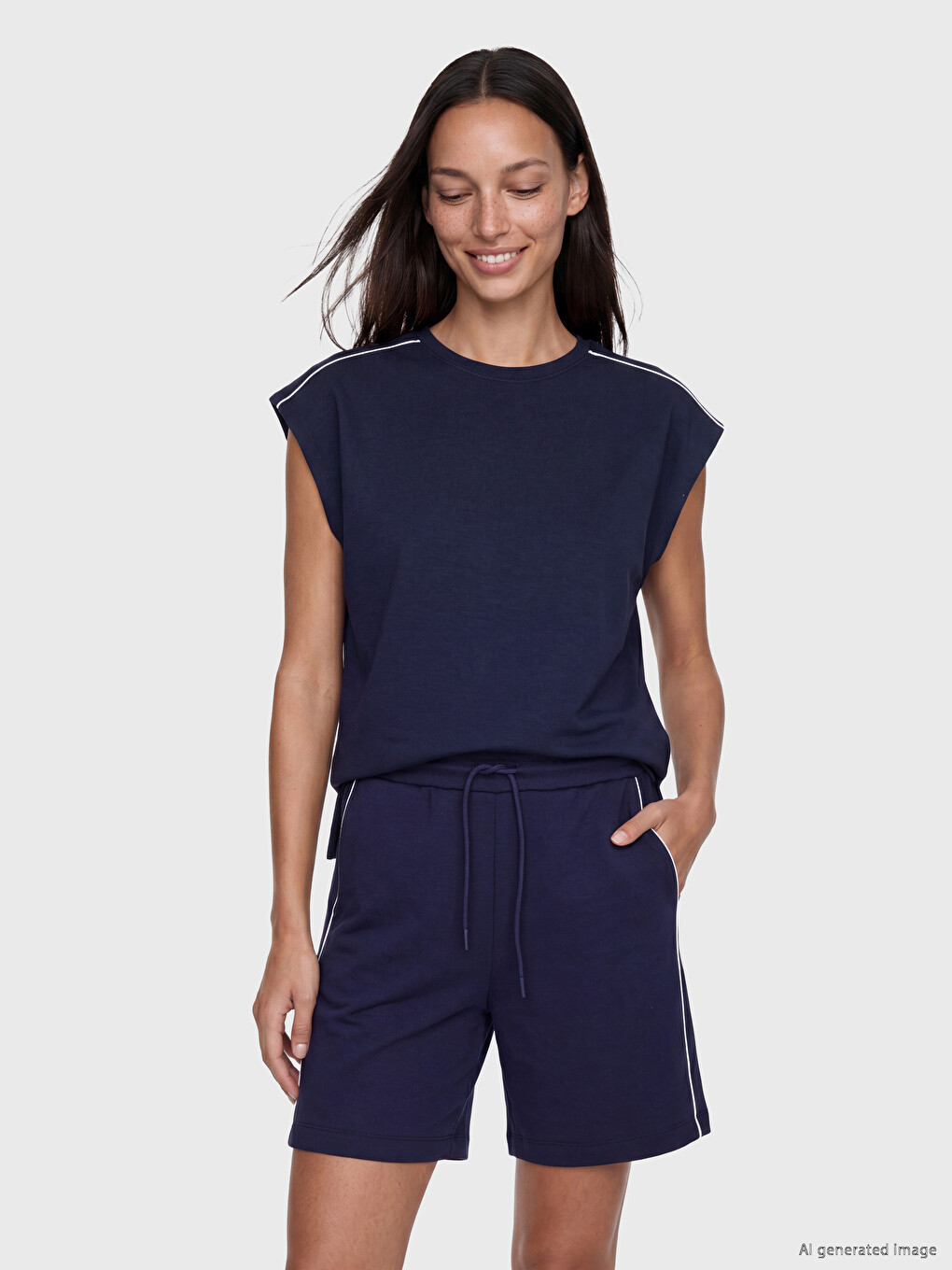 Lacivert Oversize Soft Touch Kadın Atlet