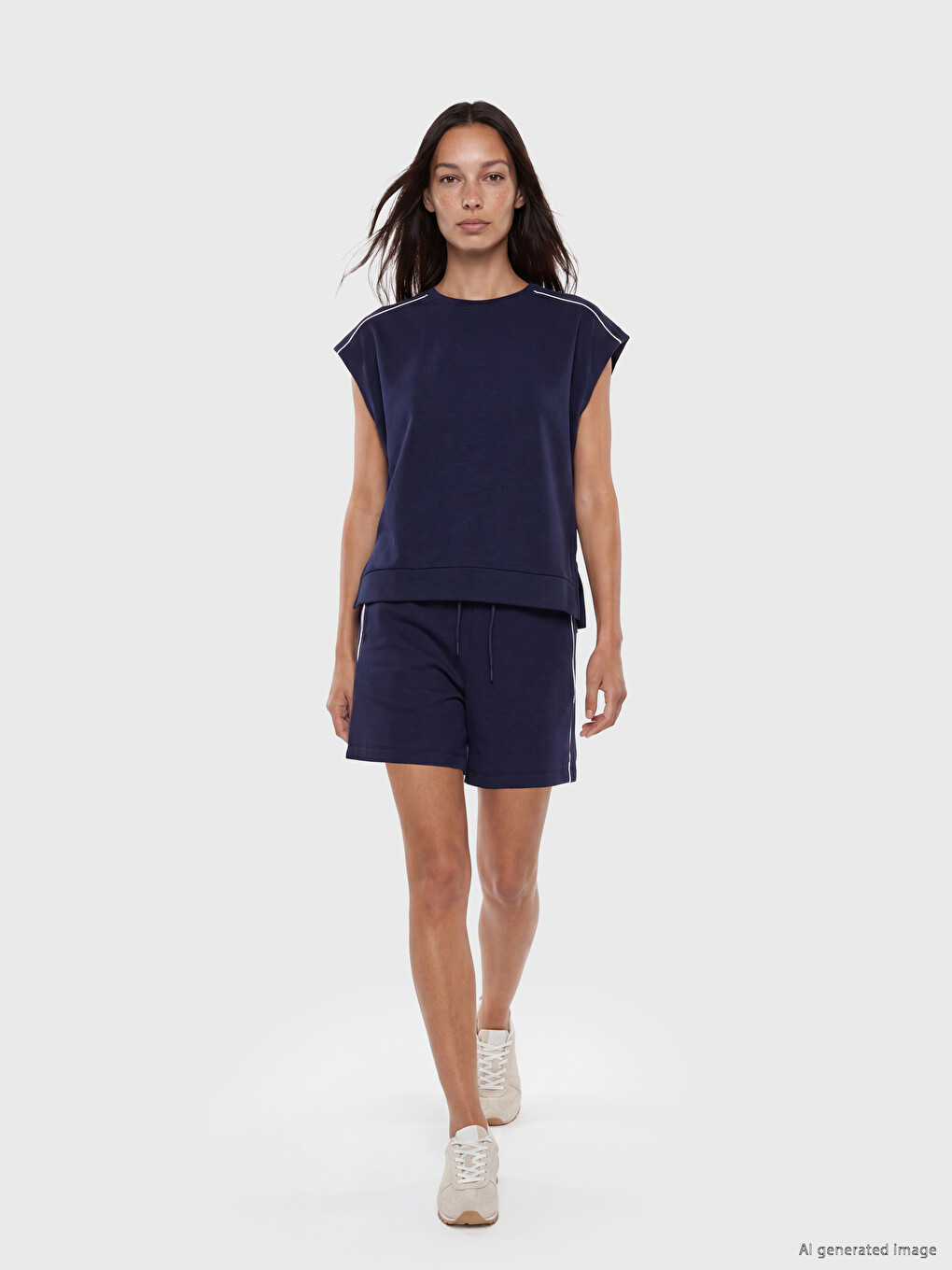 Lacivert Oversize Soft Touch Kadın Atlet-1