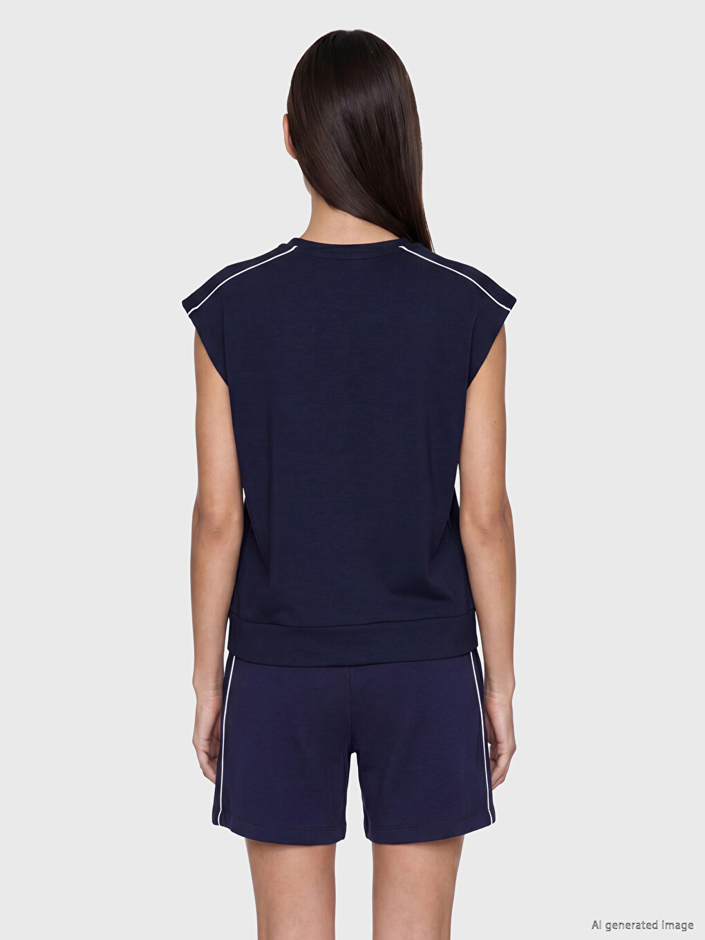Lacivert Oversize Soft Touch Kadın Atlet-3