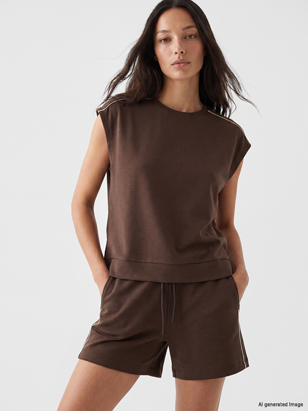 Kahverengi Oversize Soft Touch Kadın Atlet