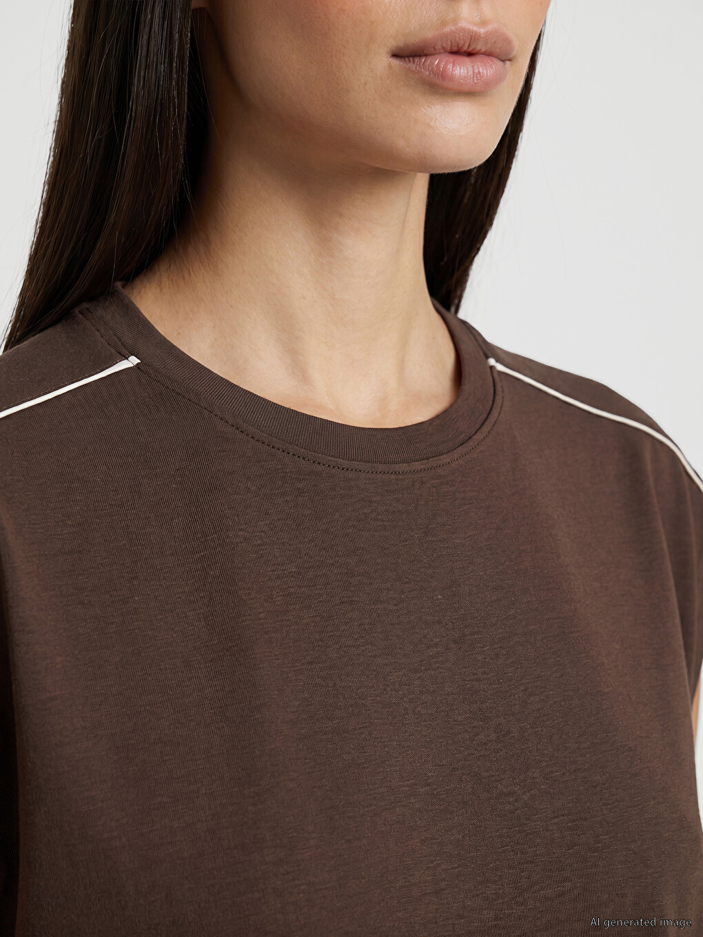 Kahverengi Oversize Soft Touch Kadın Atlet-2