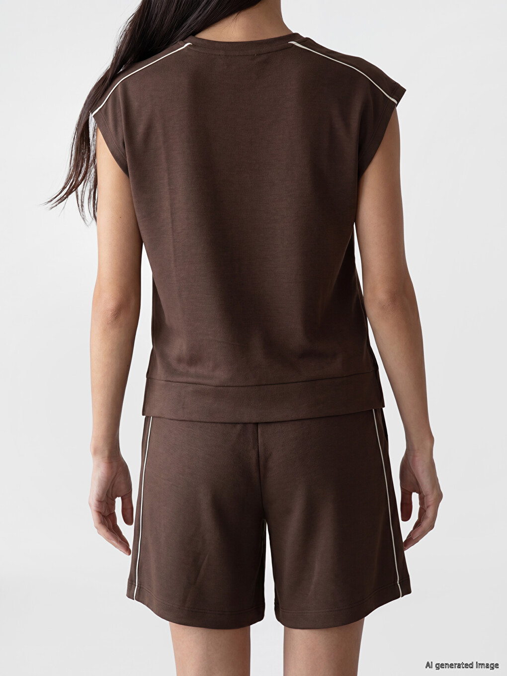 Kahverengi Oversize Soft Touch Kadın Atlet-3