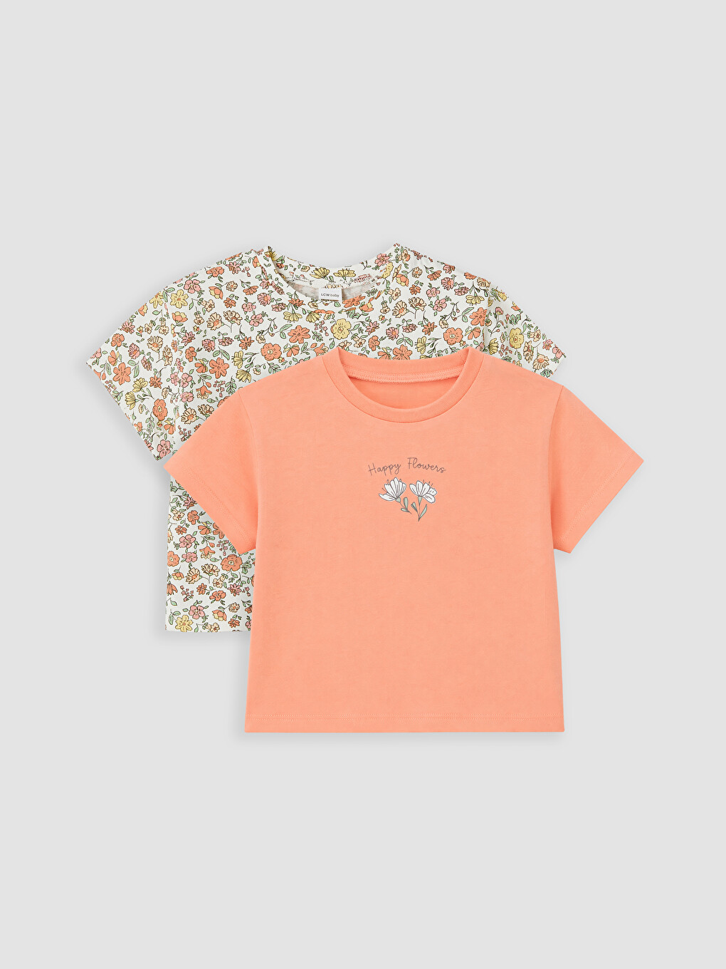 T-shirt À Col Rond À Motif Floral Pour Bébé Fille, Lot De 2