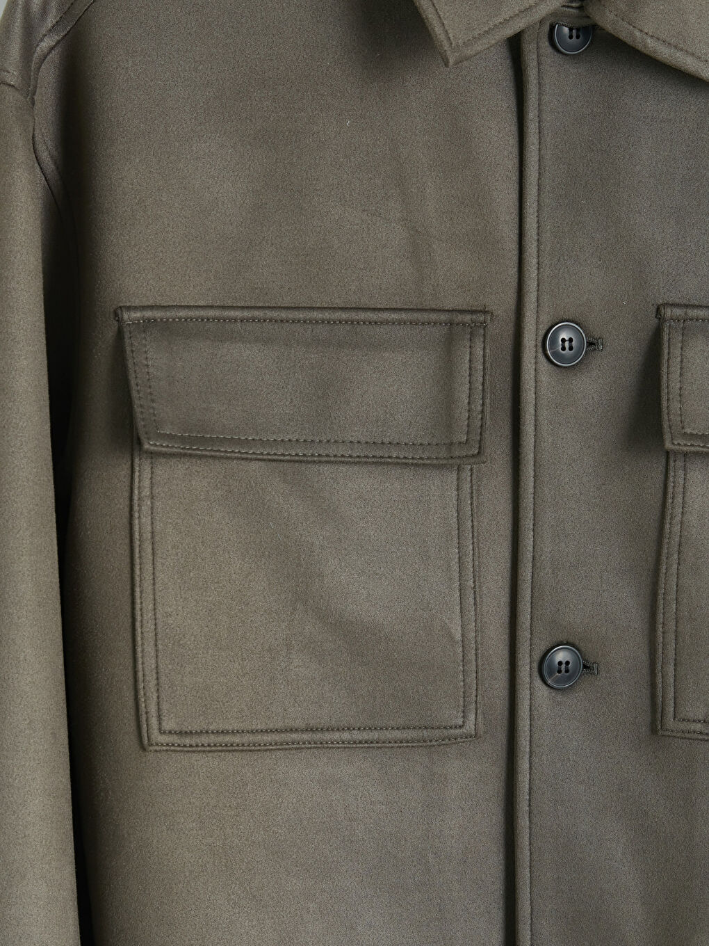 Haki Rahat Kalıp Gömlek Yaka Erkek Mont-2