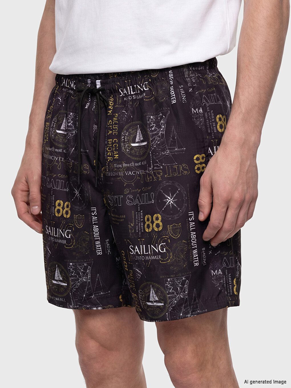 Knee Length Patterned Men's Swimming Shorts-2