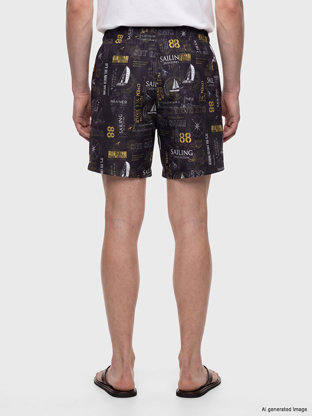 Knee Length Patterned Men's Swimming Shorts-3