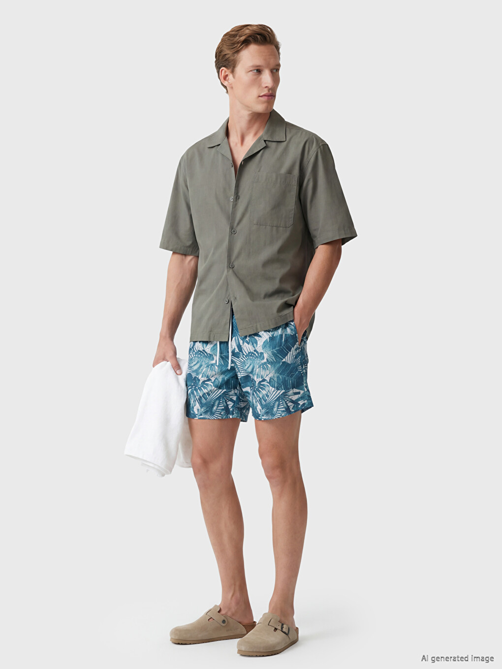 Short Patterned Men's Swimming Shorts-1
