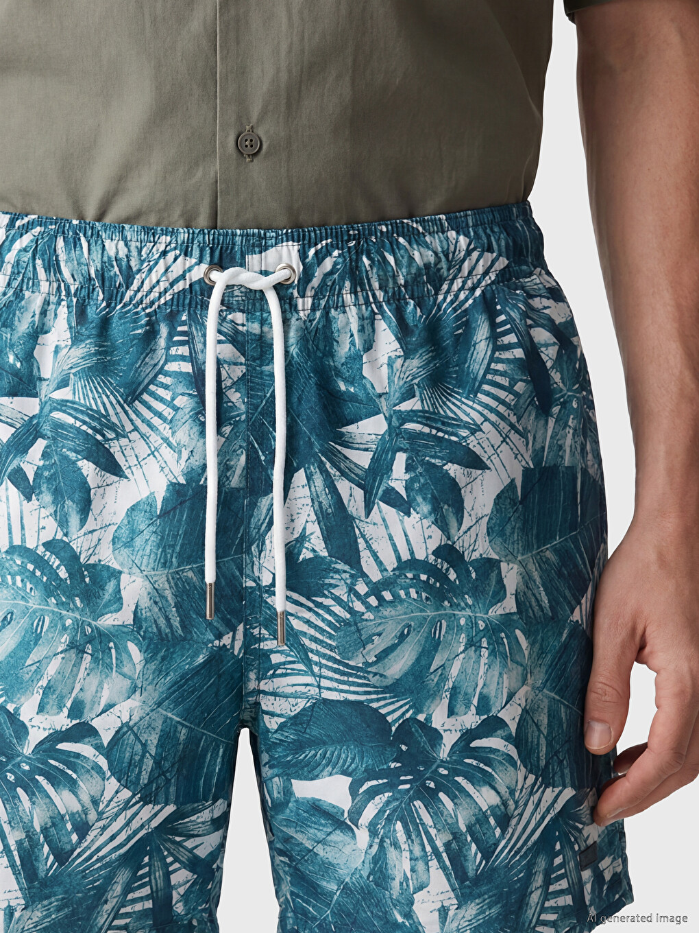 Short Patterned Men's Swimming Shorts-2