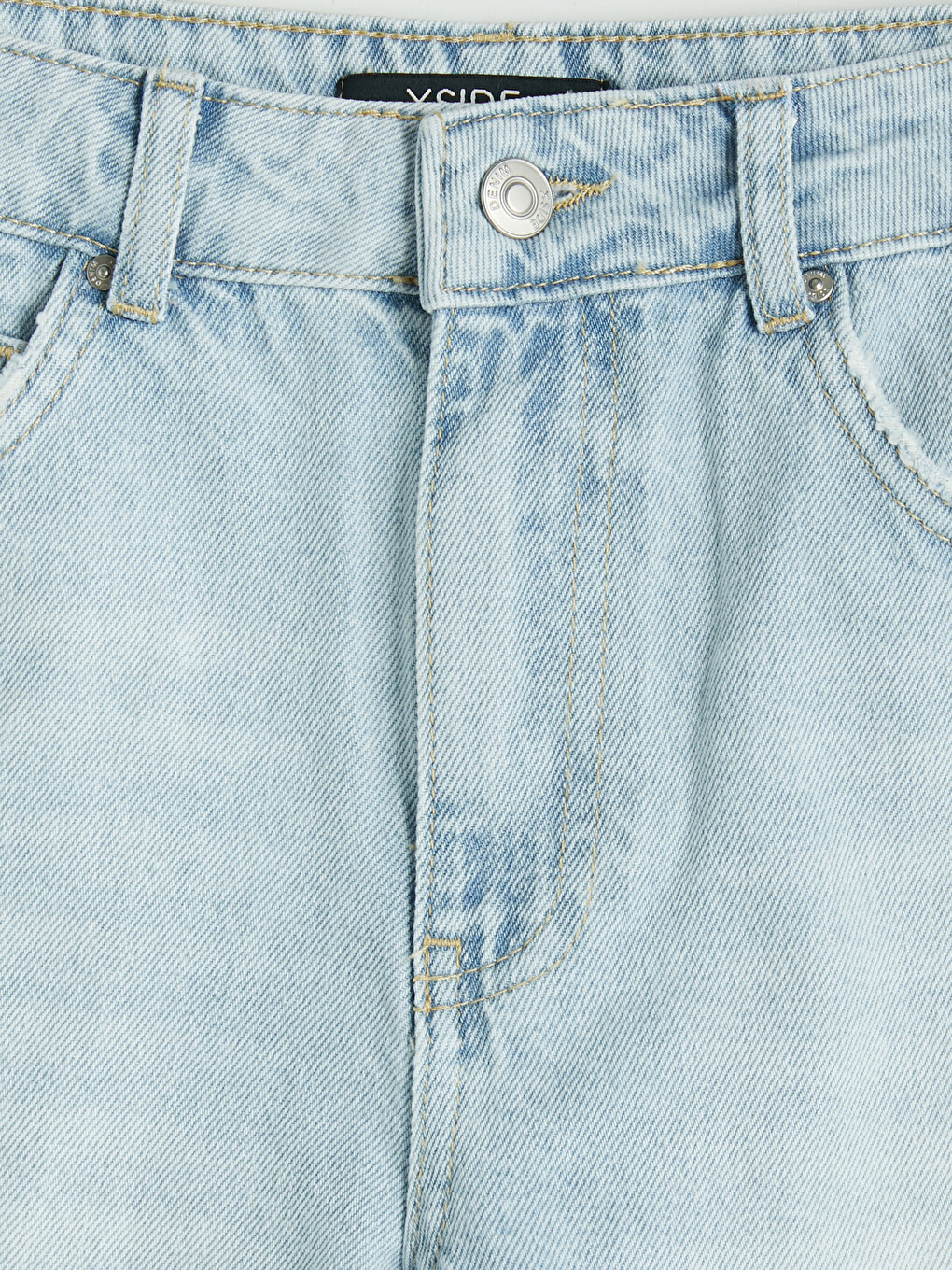 Mavi Yüksek Bel Bermuda Fit Kadın Jean Şort-1