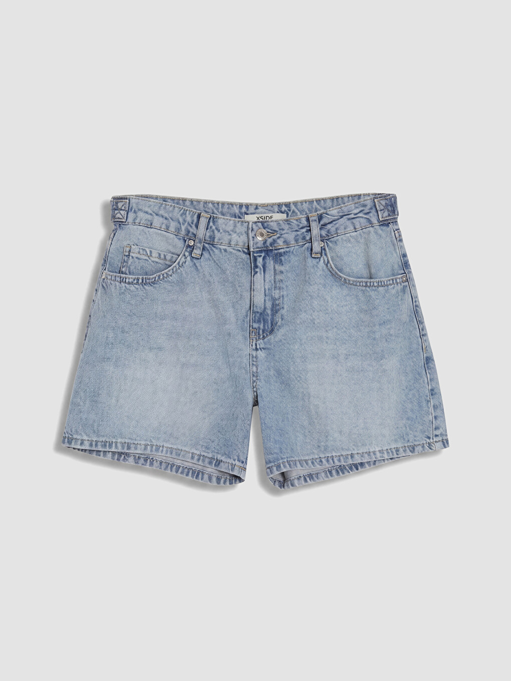 Mavi Yüksek Bel Mom Fit Kadın Jean Şort