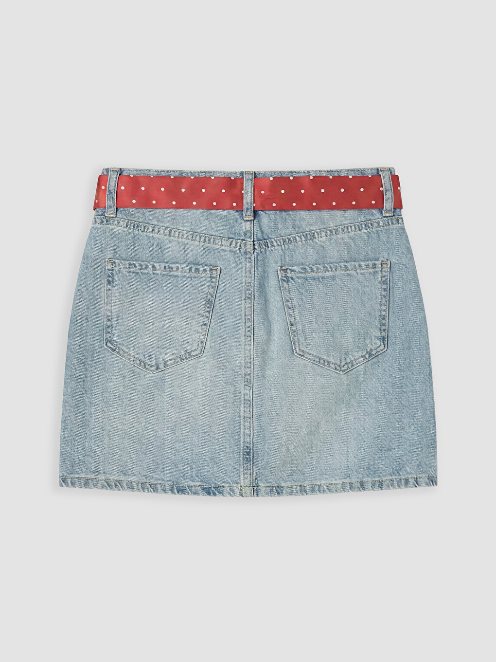 Mavi Dar Fit Kuşaklı Mini Jean Etek-1