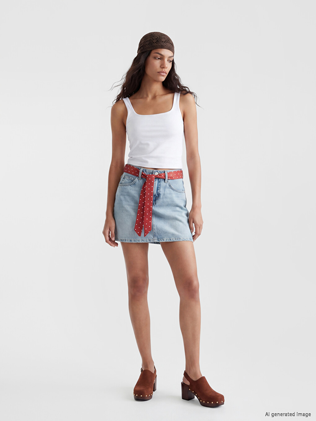 Slim Fit teksas mini suknja sa kaišem