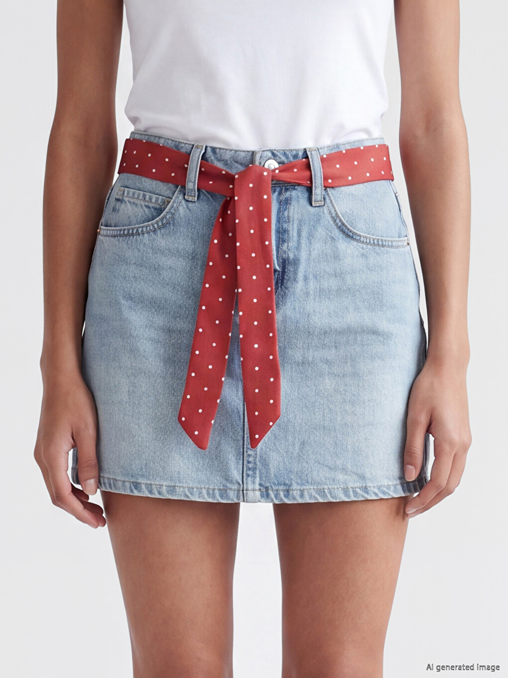 Slim Fit teksas mini suknja sa kaišem-2