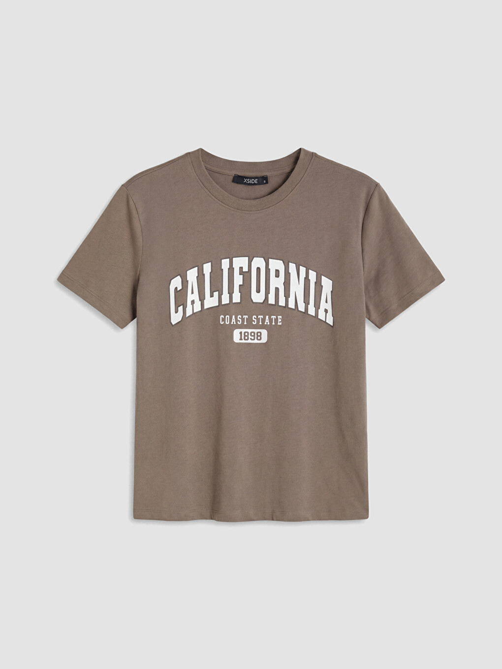 Kahverengi California Baskılı Kadın Tişört