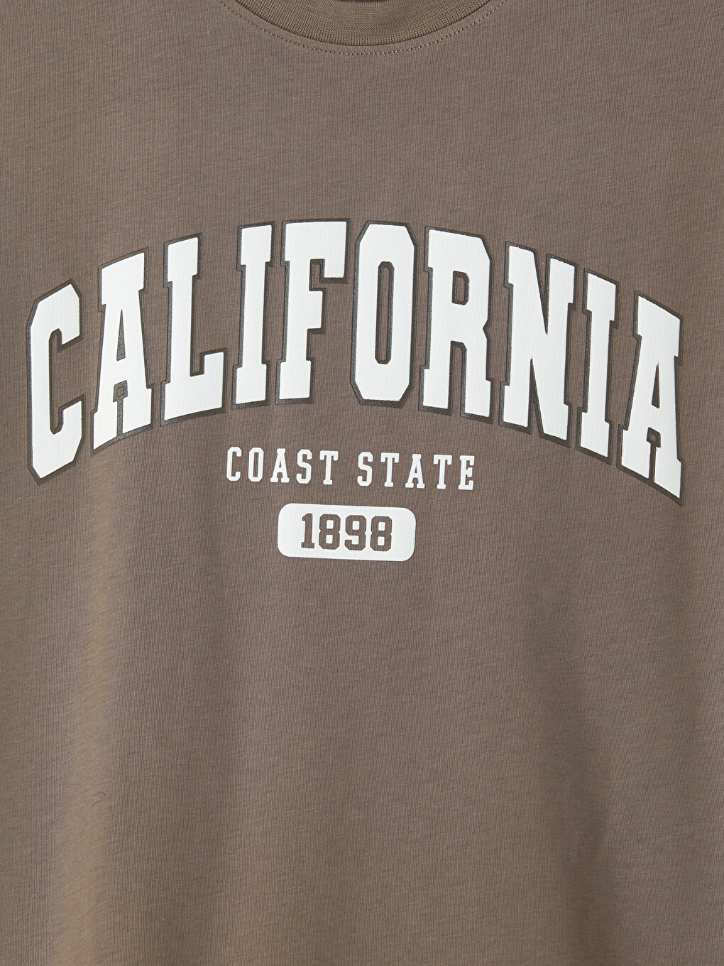 Kahverengi California Baskılı Kadın Tişört-1