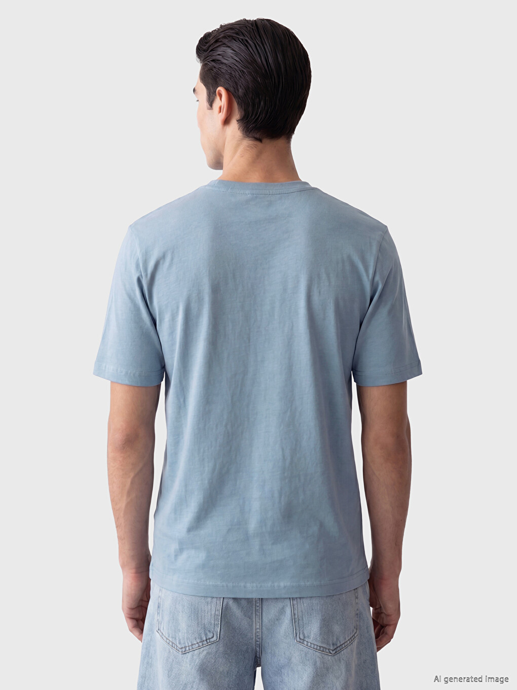 T-shirt e stampuar me jakë të rrumbullakët për burra-2