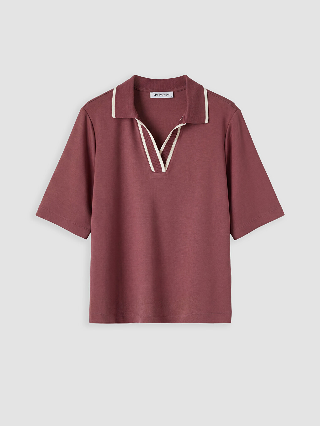 Pembe Polo Yaka Soft Touch Kadın Tişört